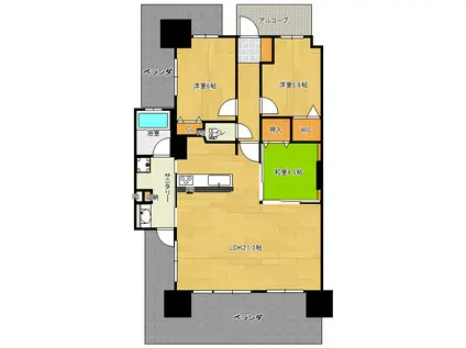 アルファステイツ城西砂子(3LDK/7階)の間取り写真