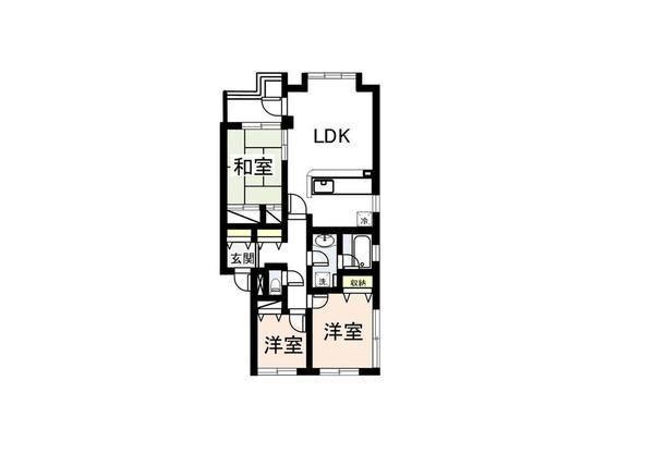 リズ市川平田(3LDK/3階)の間取り写真