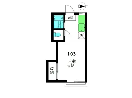 グリーンヒルズ(1K/1階)の間取り写真