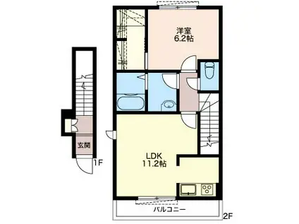 RITZ HOUSE MI(1LDK/2階)の間取り写真