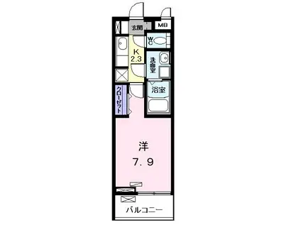 風のフォレスト(1K/2階)の間取り写真