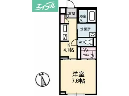 トワール・ウエスト(1K/1階)の間取り写真