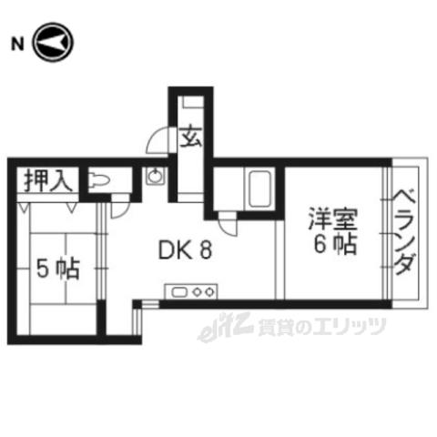 コーポ墨染(2DK/2階)の間取り写真