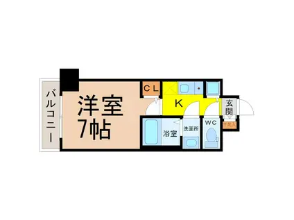 ヴィラマリオン(1K/6階)の間取り写真