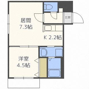 ガレドロータス(1LDK/1階)の間取り写真