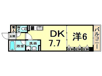 サカト3(1DK/3階)の間取り写真