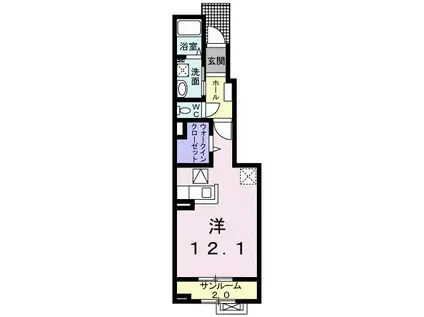 リベラメンテ(ワンルーム/1階)の間取り写真