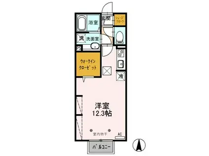 昭和町ソレイユ(ワンルーム/1階)の間取り写真