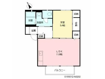 トルー・ハート(1LDK/2階)の間取り写真