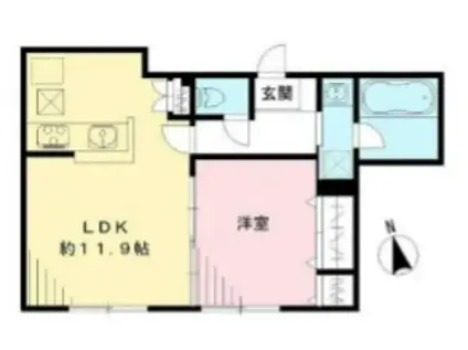 モーディッシュTWO(1LDK/1階)の間取り写真