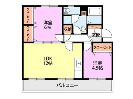 高志レジデンス(2LDK/2階)の間取り写真