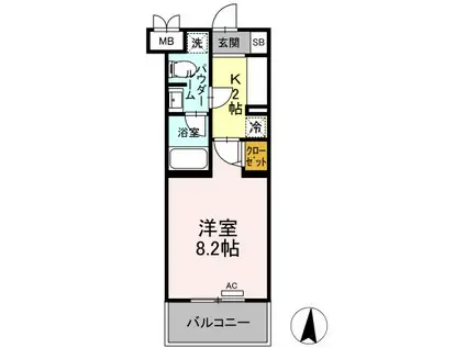 ファンディ平塚(1K/3階)の間取り写真