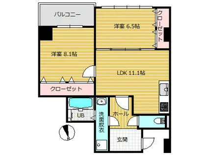 アーデルテラス愛宕(2LDK/3階)の間取り写真