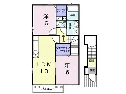 サンライズフェアスカイ(2LDK/2階)の間取り写真