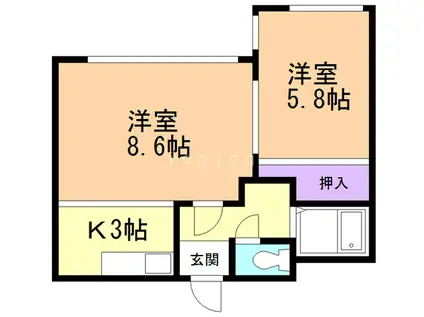 サンハイツ青森(1LDK/3階)の間取り写真