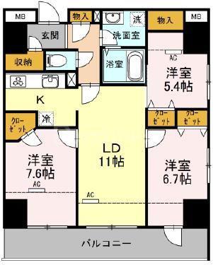 ロイヤルKJ(3LDK/14階)の間取り写真