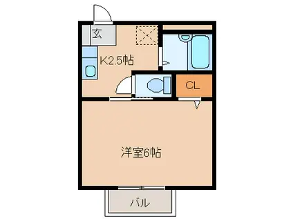 シティパル三重町D(1K/1階)の間取り写真