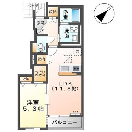 グランデ ヴィラージュ(1LDK/1階)の間取り写真