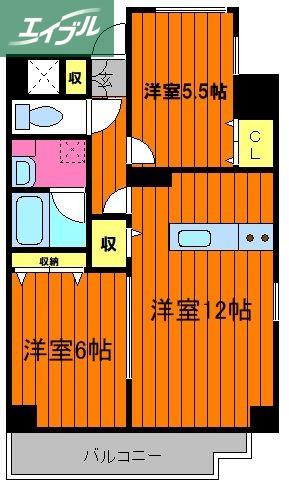 アルバ鹿田(2LDK/1階)の間取り写真