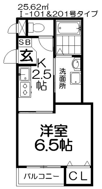 グランメールI(1K/1階)の間取り写真