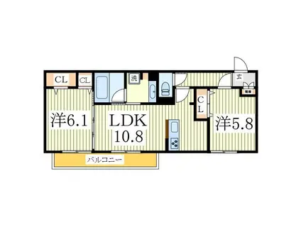 フライハイト(2LDK/2階)の間取り写真