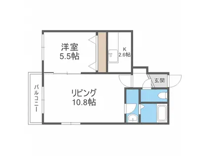 ヒューガヒルズ(1LDK/4階)の間取り写真