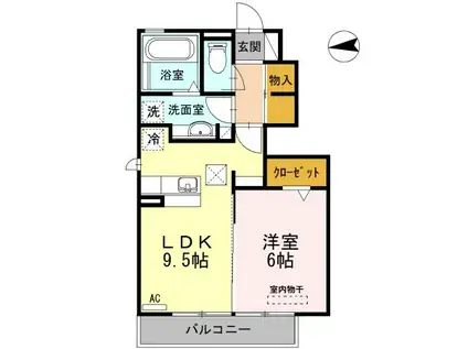 フェリオヒル103(1LDK/1階)の間取り写真