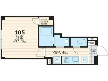 LE CHIEN ルシアン(1K/1階)の間取り写真