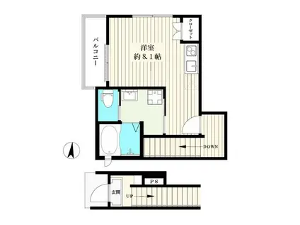 チェルトナム目白台(ワンルーム/2階)の間取り写真