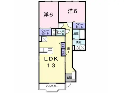 カリーノA(2LDK/1階)の間取り写真