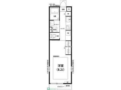 リブリ・ガーデンヒルズ藤崎(1K/3階)の間取り写真