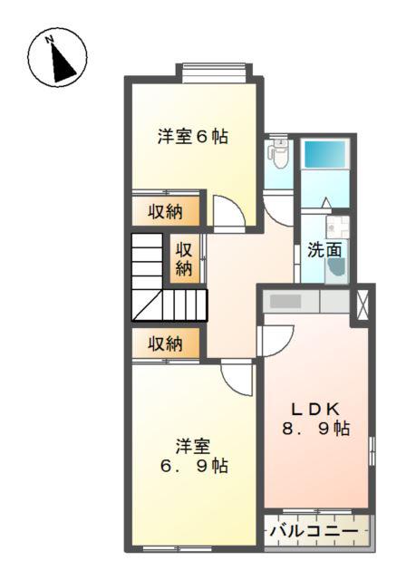 キャッスルリオ(2LDK/2階)の間取り写真