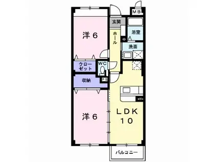 ジャンプ寺小路(2LDK/2階)の間取り写真