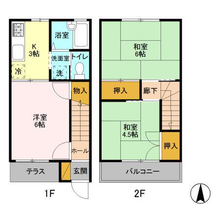 マルシンコーポA/B(3K/1階)の間取り写真