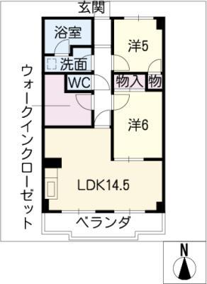 マンション桂(2LDK/4階)の間取り写真
