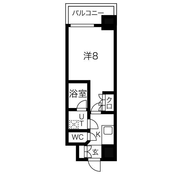 アルグラッド鷺洲(1K/7階)の間取り写真