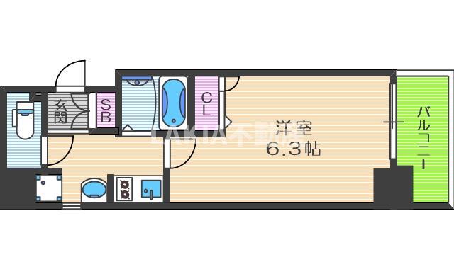プレサンスセンターコア大阪(1K/5階)の間取り写真