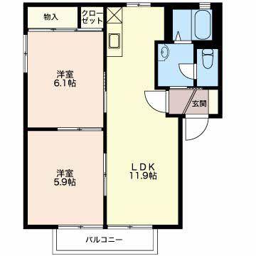 フレグランスヴェルデ(2LDK/1階)の間取り写真