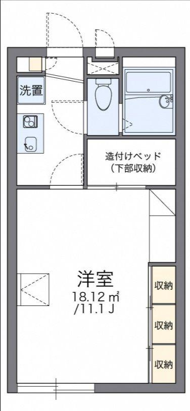 レオパレスプラシード竹丘(1K/1階)の間取り写真