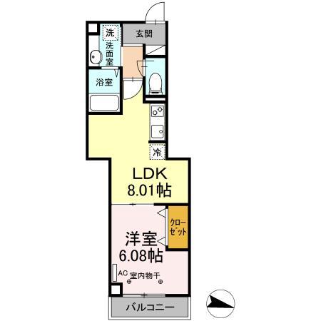 アヴァンス東大泉A(1LDK/3階)の間取り写真