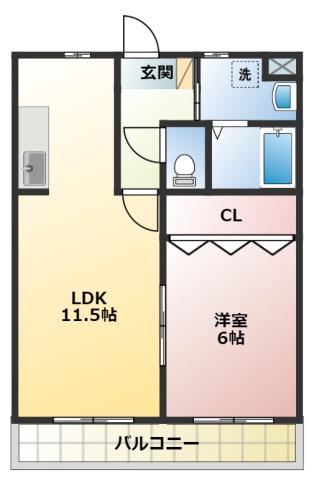 アスティオンII(1LDK/1階)の間取り写真
