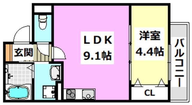 アート茨木(1LDK/1階)の間取り写真