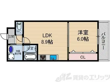リブ・シャイン青葉丘南(1LDK/2階)の間取り写真