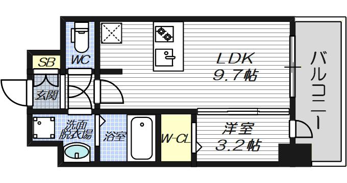 ミラージュパレス大阪ドームPROSPER(1LDK/11階)の間取り写真