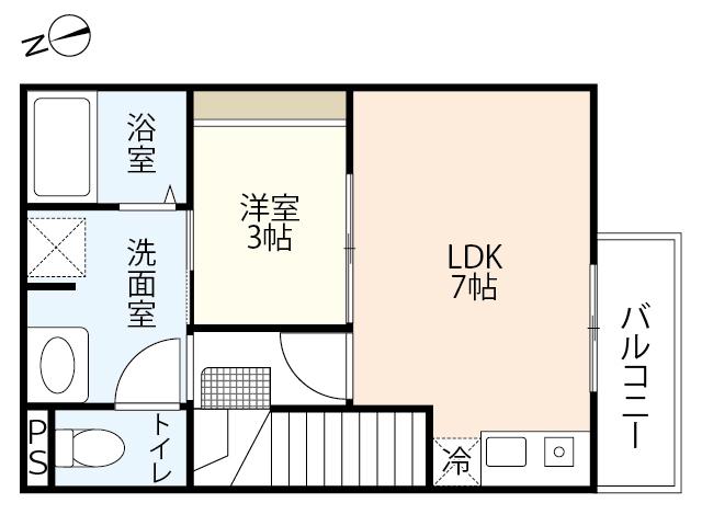 FAIR COURT安東 NO.1(1LDK/2階)の間取り写真