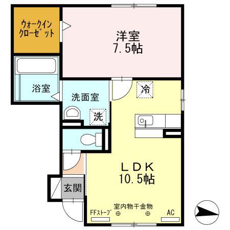 セジュール浪打(1LDK/1階)の間取り写真