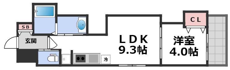 BOMIORA寺田町(1LDK/2階)の間取り写真