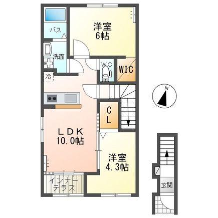 アネックス FII(2LDK/1階)の間取り写真
