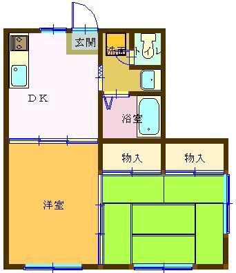 モトハイツ(2DK/2階)の間取り写真
