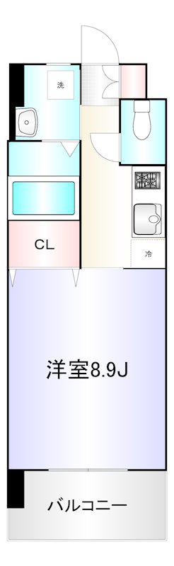 グレース上富野(1K/9階)の間取り写真